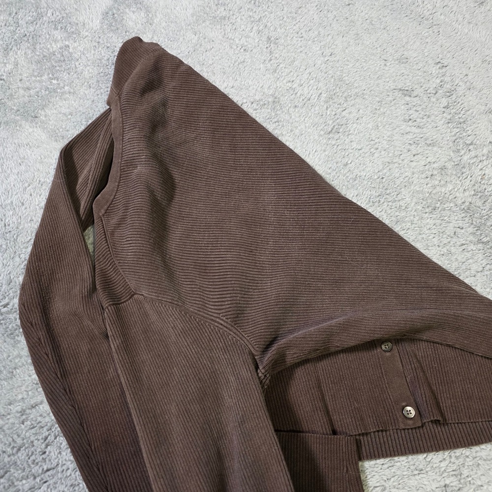 Banana Republic Womens Medium Cardigan Brown Silk Blend Ribbed V-Neck Button Up - Picture 5 of 6